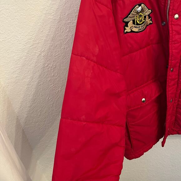 Vintage Harley Davidson AMF Puffer Coat Men M Red Owner Group Patch 70s USA Made - Picture 12 of 16